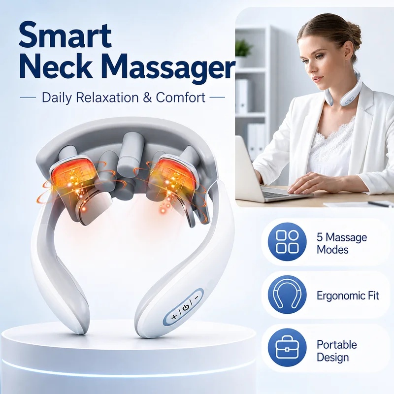 Office Technologies - Yetişkinler için Akıllı Boyun Masaj Aleti,