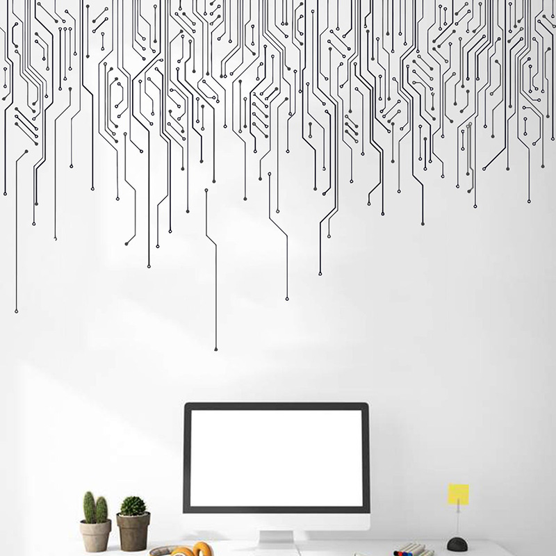 Office Technologies - Bilgisayar IT dekor, devre duvar çıkartması,